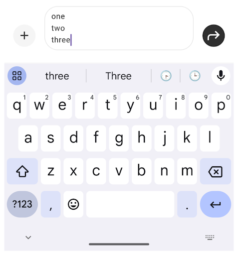Screenshot of entering text on
mobile